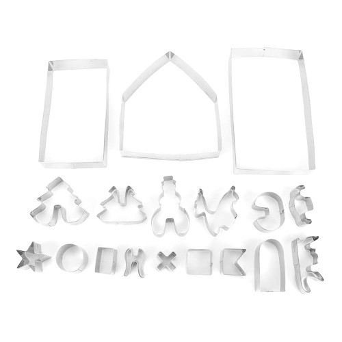 18Pcs/Set 3D Christmas Cookie Cutters Set, DIY Gingerbread House Stainless Steel Baking Cookie Tool, Stainless Steel Cookie Mold Cutter Set Christmas DIY House Molds Baking Tool 18Pcs/Set 3D Christmas Cookie Cutters Set, DIY Gingerbread House Stainless Steel Baking Cookie Tool, Stainless Steel Cookie Mold Cutter Set Christmas DIY House Molds Baking Tool