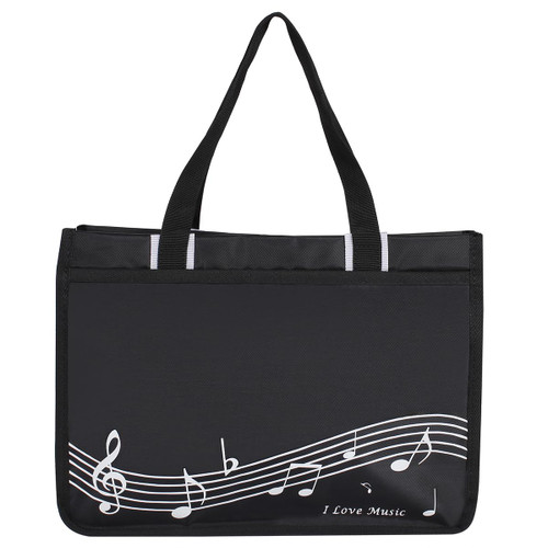 Musical Note Shoulder Bag,Music Tote Handbag, Waterproof Nylon Cloth Women's Reusable Shopping Bags,Travel bag with high note zipper,Music Program Tote Bag-Black+White Musical Note