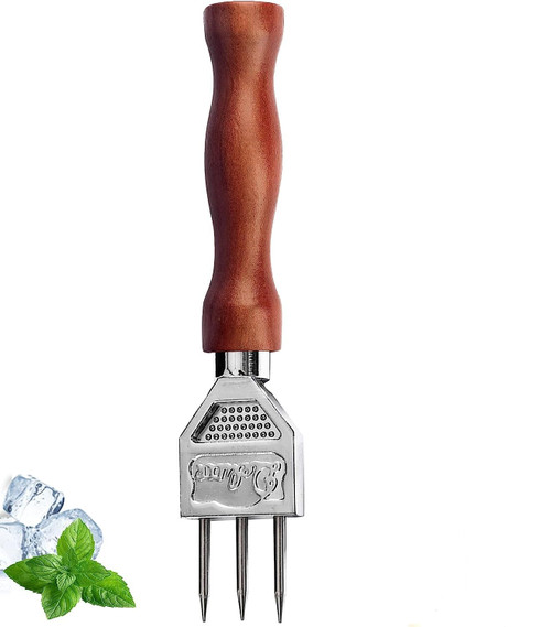 Bar Ice Pick, Stainless Steel Ice Chisel with Wooden Handle Ice Carving Kitchen Tool Perfect for Bartender Bars Picnics Camping Restaurant