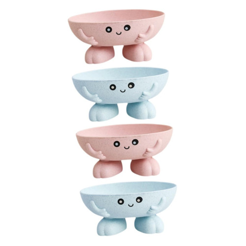 ULTECHNOVO 4 pcs Wheat Straw Soap Dish Cartoon Straw soap Dish Bathroom soap Dish soap draining Dish Kitchen soap Holder Kids soap Tray Bath soap Liquid soap draining Holder take a Bath Child