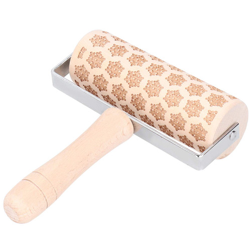Wooden Rolling Pin, Holiday Dough Roller, Christmas Pastry Roller, Christmas Rolling Pin, Christmas Rolling Pin Wooden Christmas Engraved Embossing Rolling Pin Dough Stick Baking Tool(2)
