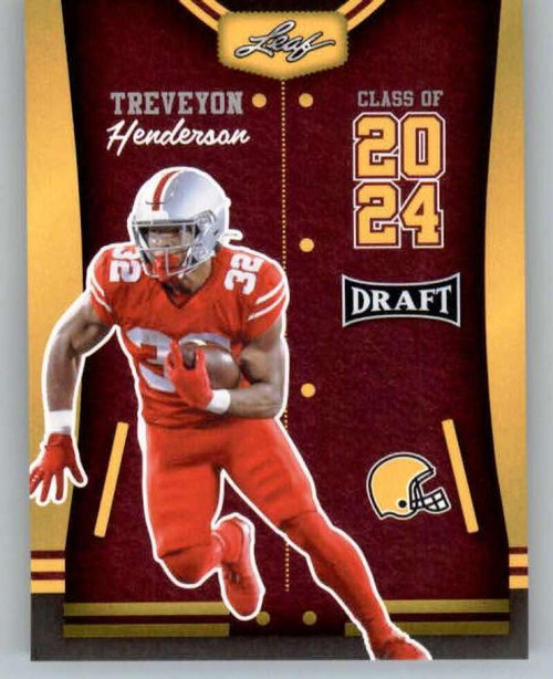 2023 Leaf Draft Gold #81 TreVeyon Henderson Ohio State Buckeyes RC Rookie Football Trading Card 2023 Leaf Draft Gold #81 TreVeyon Henderson Ohio State Buckeyes RC Rookie Football Trading Card