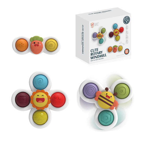 YLTTZH 3 Pcs/Set Toddler Toys Suction Cup Spinner Toy for Baby,Baby Toys Pop Up It Fidget Spinning Tops Toys for Toddler,Baby Bath Teething Airplane Car Window Travel Toy for Boy Girl Age 1 2 3