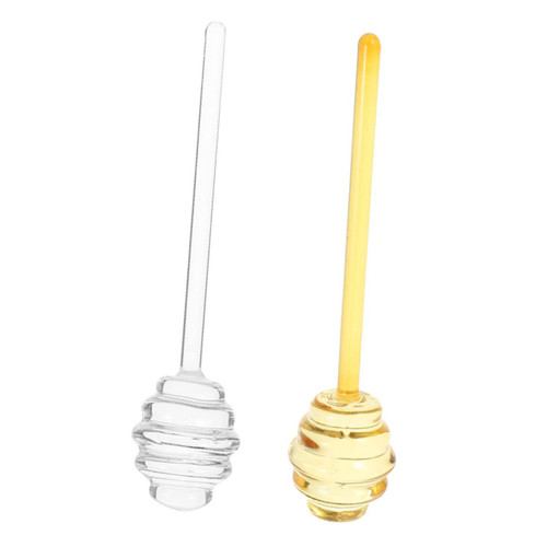 FUOYLOO Coffee Stirrer 2pcs Honey Stirrer Coffee Tamper Set Glass Stirring Rods Honey Dipper Sticks Honey Stirrers Kitchen Honey Dipper Glass Honey Pot Cute Honey Spoons Coffee Whisk