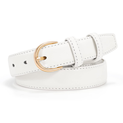JASGOOD Women's Leather Belt White for Jeans Pants Fashion Gold Buckle Ladies Dress Belt(White,Fit Size 30"-34") JASGOOD Women's Leather Belt White for Jeans Pants Fashion Gold Buckle Ladies Dress Belt(White,Fit Size 30"-34")