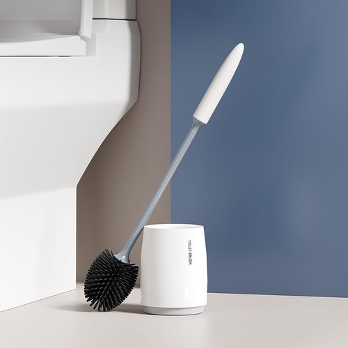 Toilet Brush and Holder Set, Toilet Bowl Brush and Holder for Bathroom Storage Cleaning, Bathroom Accessories Toilet Bowl Cleaners with Silicone Bristles, Cleaning Supplies Toilet Cleaner Brush
