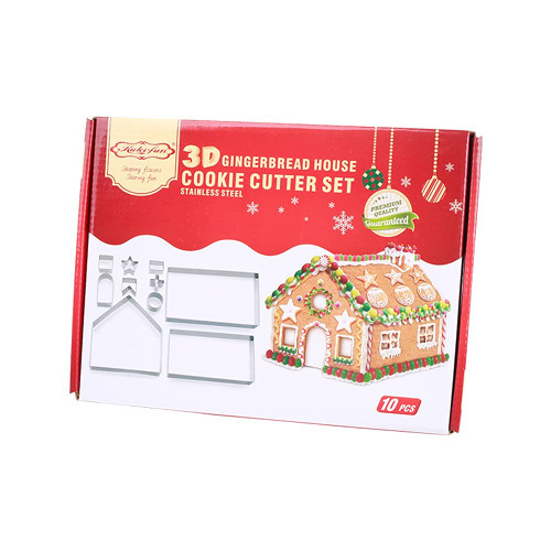 HANHAN Gingerbread House Kit,10pcs 3D Stainless Steel Cookie Mold Cutters Set for Christmas Halloween Holiday Thanksgiving Festival,Gingerbread House DIY Kit Baking Pastry Tool with Gift Box HANHAN Gingerbread House Kit,10pcs 3D Stainless Steel Cookie Mold Cutters Set for Christmas Halloween Holiday Thanksgiving Festival,Gingerbread House DIY Kit Baking Pastry Tool with Gift Box