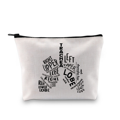 XYANFA RT Makeup Bag Respiratory Therapist Cosmetic Bag Lung Therapist Gift Pulmonologist Appreciation Zipper Pouch (Lung RT Makeup Bag)