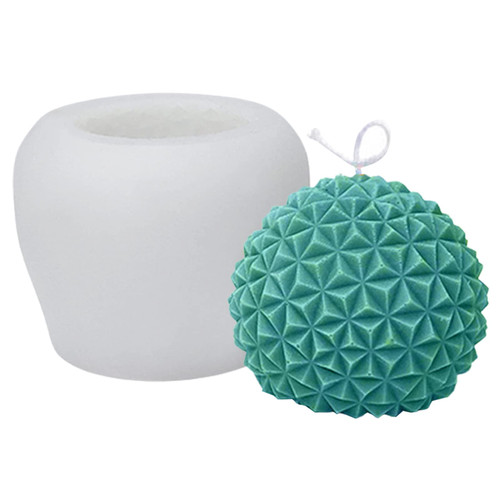 Ball Shape Silicone Candle Molds 3D Diamond Rhombus Candle Making Mould Soap Wax Fondant Chocolate Cake Candy Baking Mold Plaster Epoxy Resin Polymer Clay Mould