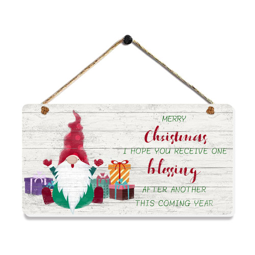 Merry Christmas Wood Sign 11.5x6inch-White Rustic Farmhouse Christmas Blessing Wooden Plaque Wall Sign Christmas Gift Holiday for Home Windows Door Ornament Indoor Outdoor Home Garden Decor