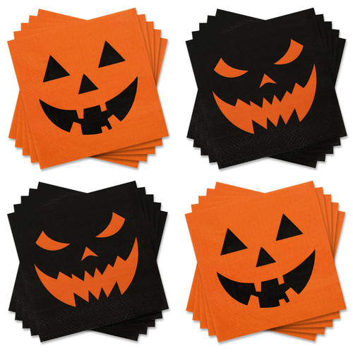 AnyDesign 80 Pack Halloween Paper Napkins Disposable Pumpkin Face Luncheon Napkins Spooky Decorative Dessert Dinner Hand Napkin for Halloween Birthday Party Supplies Table Decor, 6.5 x 6.5 Inch AnyDesign 80 Pack Halloween Paper Napkins Disposable Pumpkin Face Luncheon Napkins Spooky Decorative Dessert Dinner Hand Napkin for Halloween Birthday Party Supplies Table Decor, 6.5 x 6.5 Inch