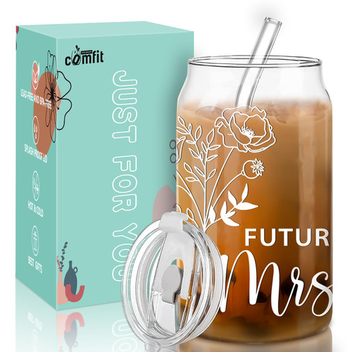 Canshaped Glass Future Mrs Can Glass - Bride To Be Gift for Engagements, Bridal Showers, Bachelorette Parties, and Weddings - Cute Bachelorette Party Favor and Engagement Decoration for Women