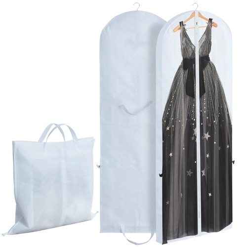 BEISHIDA 71" Wedding Dress Bag Bridal Wedding Gown Dress Garment Bag with Carry Handle Travel Garment Bag for Dresses Long,Dress Bags for Gowns Long,Prom,Long Dress(White,1pcs)