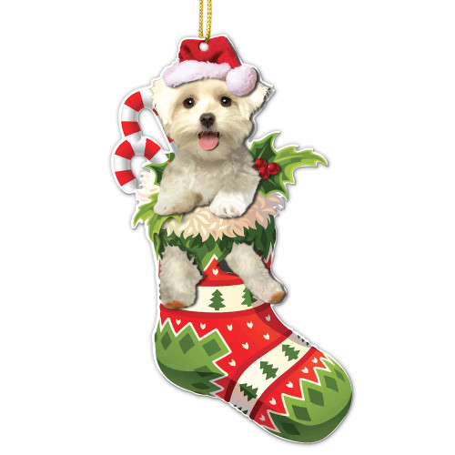 Crazytops Funny Bichon Frise Christmas Tree Ornament - Mother's Day - Father's Day - Birthday Gifts - Car Hanging Ornaments - Bichon Frise Lovers Gift Idea Xmas Decor