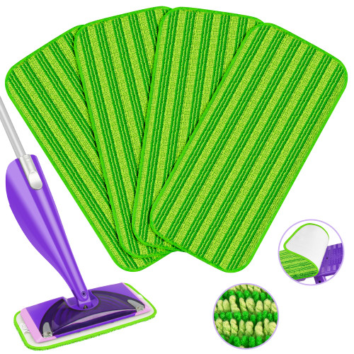 4x Reusable Mop Pads Compatible with Swiffer WetJet Mops - Washable Microfiber Replacement Pads Wet Jet Pads Refills Mopping Cloths Wet Dry Heads for Swiffer Wet Jet Mop Hardwood Floor Cleaning, Green 4x Reusable Mop Pads Compatible with Swiffer WetJet Mops - Washable Microfiber Replacement Pads Wet Jet Pads Refills Mopping Cloths Wet Dry Heads for Swiffer Wet Jet Mop Hardwood Floor Cleaning, Green