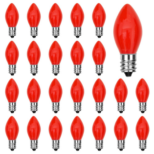 25 Pack C7 Red Replacement Bulbs, 5W Ceramic Red Bulbs for C7 Christmas Outdoor String Lights, E12 Candelabra Base Night Light Bulbs 25 Pack C7 Red Replacement Bulbs, 5W Ceramic Red Bulbs for C7 Christmas Outdoor String Lights, E12 Candelabra Base Night Light Bulbs