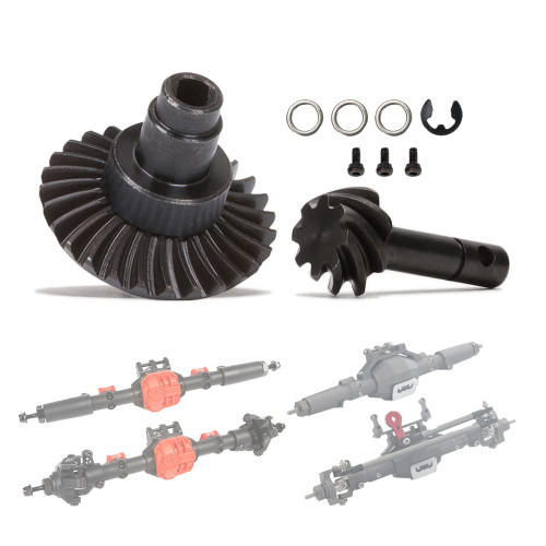 RXZIXYL Heavy Duty Bevel Helical Overdrive Gear RC Car Bevel Gear 8T 24T/27T/30T/33T AR44 for 1/10 RC Rock Crawler Axial SCX10 II Axle Portal Spare Parts (24T 8T)