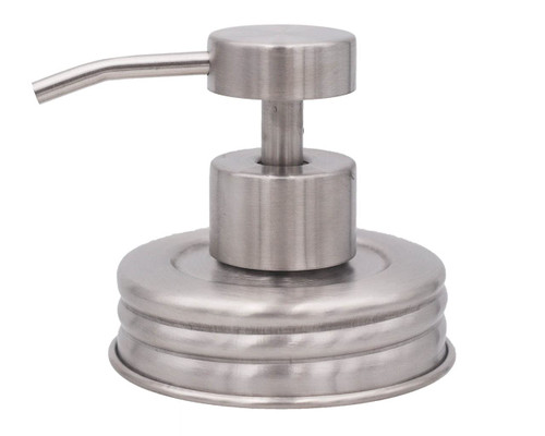 Mason Jar Lifestyle Satin/Brushed #2 Stainless Steel Threaded Soap Pump Lid | Hand Soap Pump Top/Lotion Dispenser Pump Replacement Lids for Mason Jars (Regular Mouth)