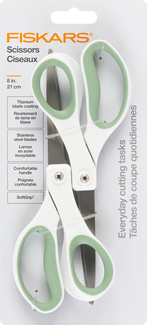 Fiskars Everyday Softgrip Titanium Fashion Scissors (8") - 2pk - Forest Fern