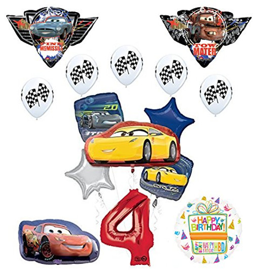 Disney Pixar Cars "3" 4th Birthday Party Supplies and Balloon Decorations Disney Pixar Cars "3" 4th Birthday Party Supplies and Balloon Decorations