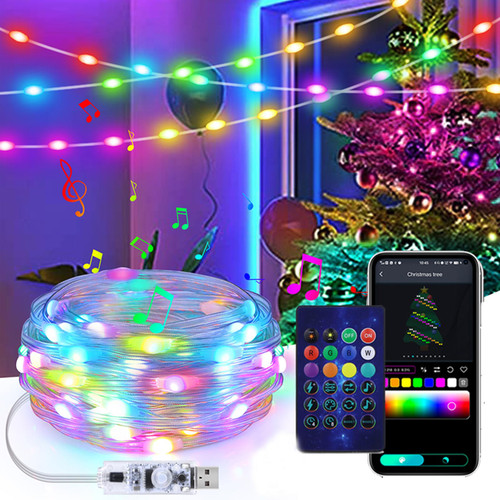 LED Fairy Lights, 33FT 100LEDs USB Powered Twinkle Lights, LED Smart String Lights with APP Control Music Sync Fairy String Lights for Room Curtain Christmas Wedding Party Decor