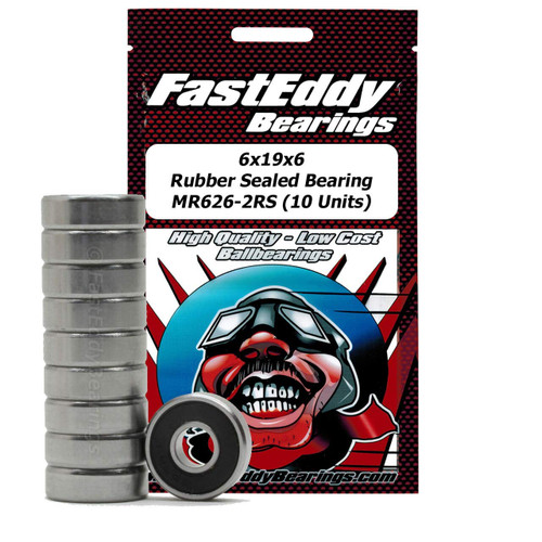 6x19x6 Rubber Sealed Bearing MR626-2RS (10 Units)