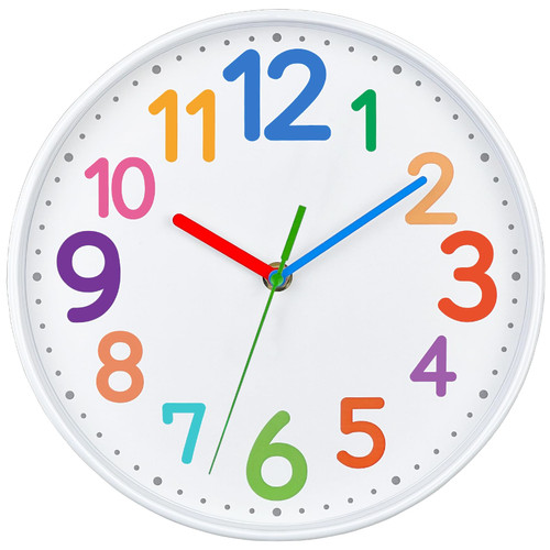 VREAONE Kids Wall Clock-Silent Analogue Classroom Clock -Telling Time Teaching Clock for Kids-Clock Learning for Kids?Kids Learn That Time is Easily(10 inch)