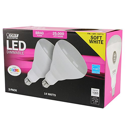 Feit BR40 LED 2-Pack 75 Watt Replacement, Soft White, Uses Only 15.5 Watts