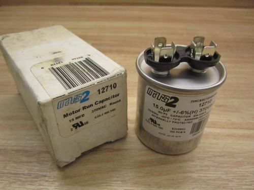 Motor Run Capacitor Round 15 uf MFD 370 Volt VAC 12710