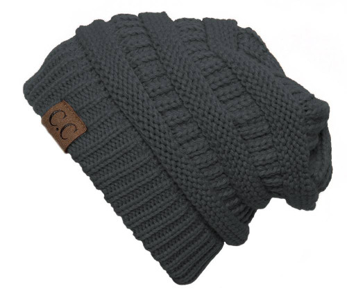 Gravity Threads Thick Knit Soft Stretch Beanie Cap - Melange Grey