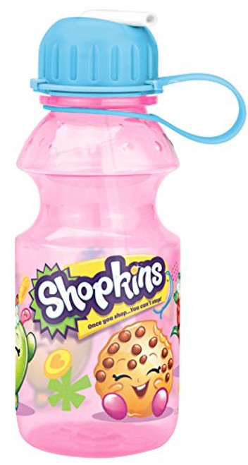 Zak Designs Shopkins 14oz Kids Water Bottle with Straw - BPA Free with Easy Clean Design, Shopkins