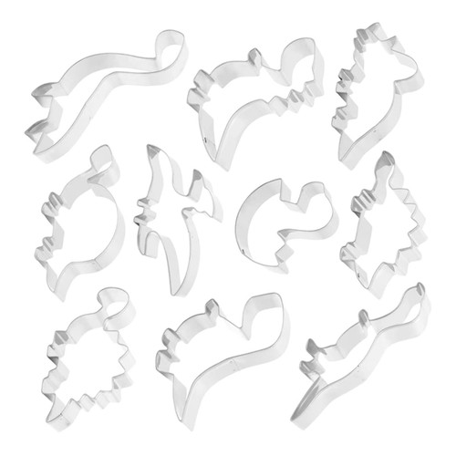 FUNOMOCYA 10 Pcs Dinosaur Baking Set Christmas Cookie Cutters sandwich cutter cookie cutter animal Baking Biscuit mini biscuit cutter soap Baking Tool Stainless steel child Cutting Machine