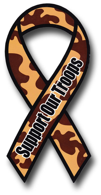 Flagline Support Our Troops - 4" x 8" Camo Ribbon Magnet