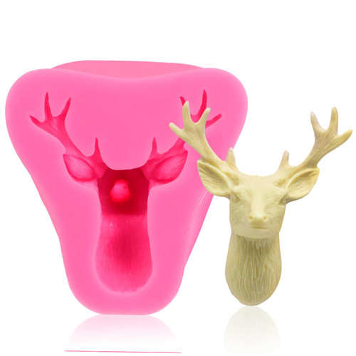 BESTOYARD 2pcs Christmas Soap Molds Silicone Cake Molds for Baking Xmas Fondant Matzo Crackers Silicone Molds for Candles Silicone Ice Cube Molds Deer Head Mold DIY Baking Molds Fondant Mold