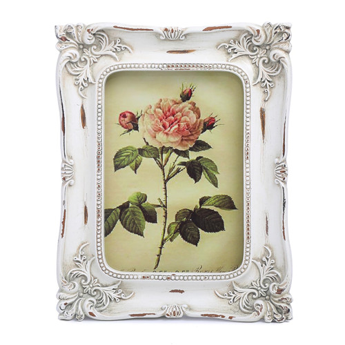 VINLIFE Wallet Size Frames 2.5 x 3.5 Ornate Picture Frames Mini Picture Frames White Frames Antique Frames Small Picture Frames 2.5 x 3.5 Embossed Floral Beaded Gallery Wall Frames