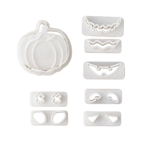 Halloween Decor Pumpkin Cookie Cutter Plastic 3D Cartoon Pressable Biscuit Mold Cookie Stamp Baking Pastry Bakeware Tool Cookie Stamps For Baking Halloween Designs
