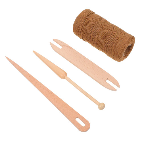 EXCEART 1 Set Knitting Tools Wooden Knitting Fork Eye Needle Hand Loom Needle Wood Weaving Crochet Needle Household Tools Tapestry Making Tools Accessories Cotton Thread Hand Weaving