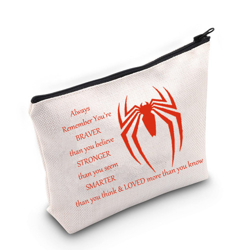 LEVLO Spider Movie Cosmetic Make Up Bag Movie Fans Inspired Gift You Are Braver Stronger Smarter Than You Think Spider Makeup Zipper Pouch Bag (Spider Bag)