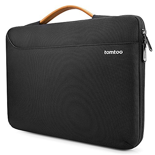 tomtoc 15.6 Inch 360° Protective Laptop Sleeve Compatible with 15-15.6 Inch Acer Aspire E 15 | HP Dell Asus ThinkPad Samsung Chromebook Notebook, Handle & Accessory Pocket Zipper Bag, Black