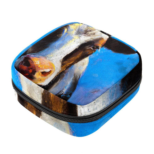 Cute Funny Cow Oil Painting Farm Animal Makeup Bag Zipper Pouch Travel Cosmetic Organizer for Women and Girls