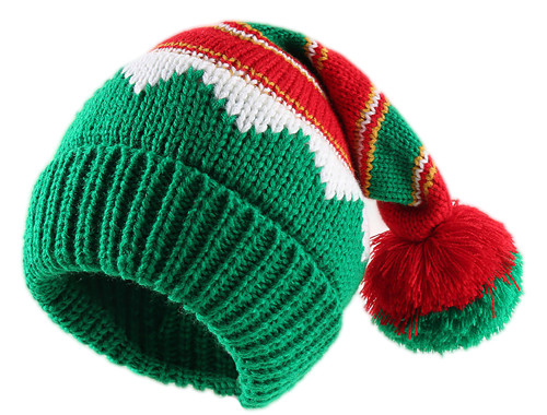 FGSS Women Christmas Elf Knitted Hat Santa Beanie Hat with Pompom