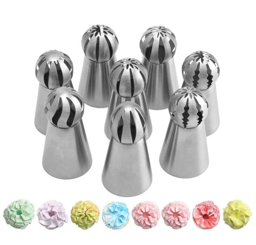 NEW Version 8pcs Set Stainless Steel Sphere Ball Tips Russian Icing Piping Nozzles Tips Pastry Cake Fondant Cupcake Buttercream DIY Baking Tools (8pcs) NEW Version 8pcs Set Stainless Steel Sphere Ball Tips Russian Icing Piping Nozzles Tips Pastry Cake Fondant Cupcake Buttercream DIY Baking Tools (8pcs)