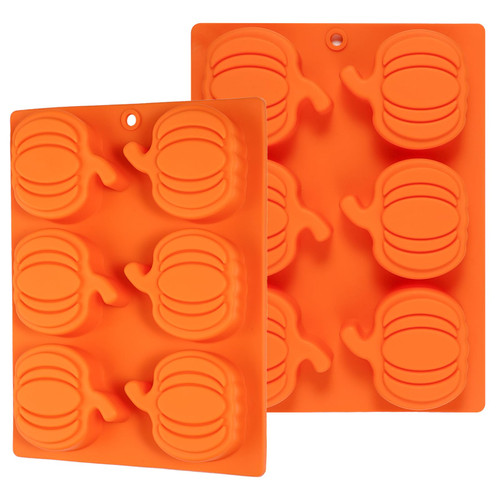 Webake Pumpkin Cake Molds Silicone Pumpkin Cake Pan 6-Cavity Pumpkin Mold for Baking Cupcake Chocolate (Pack of 2)