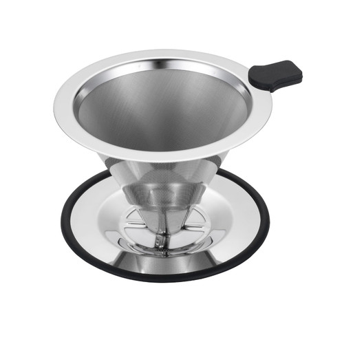 Pour Over Coffee Dripper INSINTAR Reusable Stainless Steel Pour Over Coffee Filter Paperless Metal Coffee Strainer Single Cup Pour Over Coffee Maker for 1-2 Cup (Sliver)