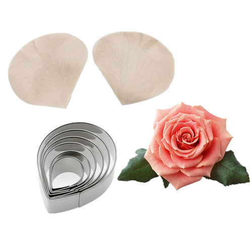 6pcs Stainless Steel Rose Flower Cutter Set 2pcs Gumpaste Silicone Veining Mold Sugarcraft Flower Making Tool for Wedding Cake Decorating,Chocolate,Sugar,Soap,Cookie 6pcs Stainless Steel Rose Flower Cutter Set 2pcs Gumpaste Silicone Veining Mold Sugarcraft Flower Making Tool for Wedding Cake Decorating,Chocolate,Sugar,Soap,Cookie