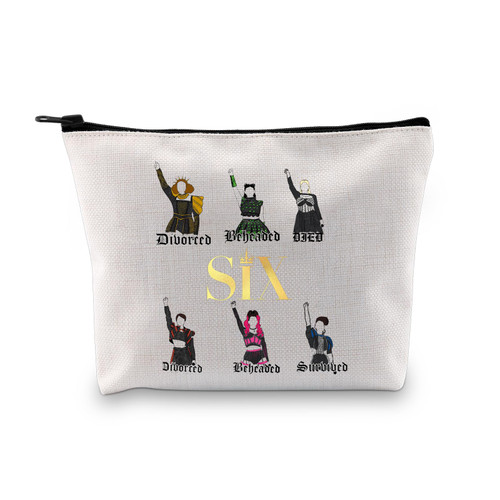BAUNA Six Queen Musical Inspired Zipper Makeup Bag Broadway Queen Cosmetic Bag Gift for Musical Queen Lover (six queens makeup bag) BAUNA Six Queen Musical Inspired Zipper Makeup Bag Broadway Queen Cosmetic Bag Gift for Musical Queen Lover (six queens makeup bag)