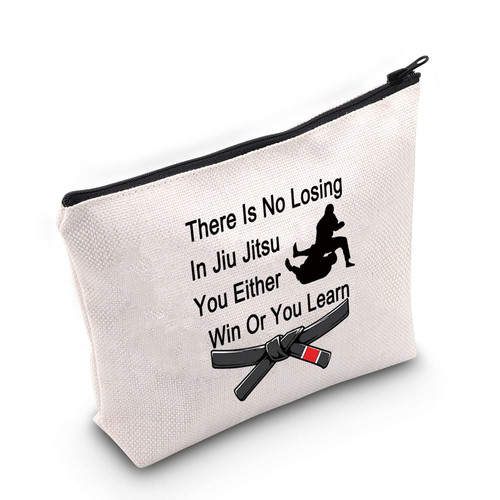 TSOTMO Jiu Jitsu Makeup Bag Jujitsu Instructor Gift Judoka Gift There Is No Losing In Jiu Jitsu You Either Win Or You Learn Cosmetic Bag Jujitsu Sports Gift (Jiu Jitsu)