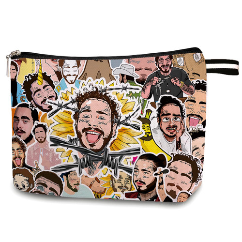 SUNFYCN Singer Malone Inspired Makeup Bag,Fans Gifts Rapper Rocker Lover Merch Zipper Pouch Cosmetic Bag, Singer Fan Gift Album Gift for Women (MALONE) 13C134