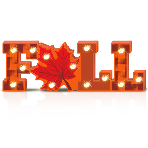 Capoda Thanksgiving Wooden Block Sign with LED Lights Fall Maple Leaf Wooden Decor Signs Autumn Table Signs Light up Fall Decorations for Home Table Tiered Tray Decor Thanksgiving Farmhouse Decor