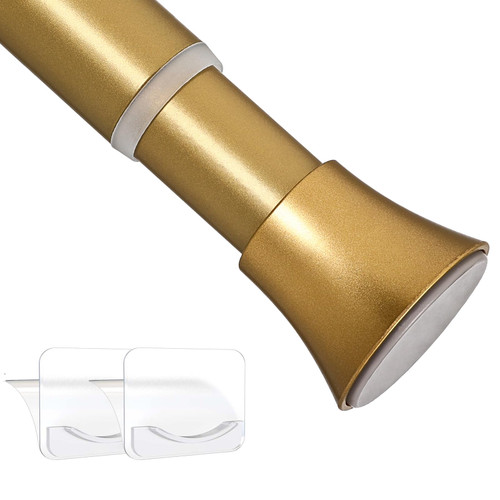 BRIOFOX Tension Shower Curtain Rod Gold - Tension Curtain Rod Adjustable 32 to 41 inch - Spring Tension Shower Rod No Drilling Non Slip, Gold
